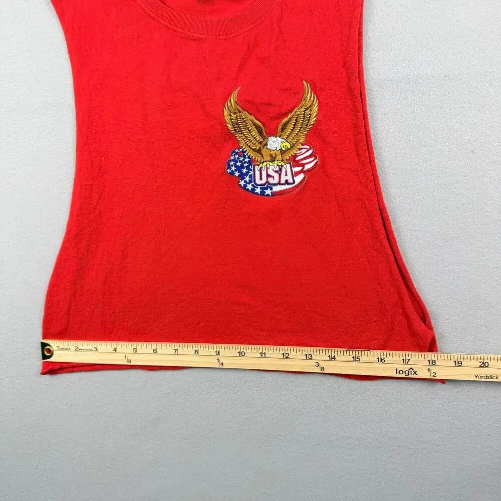 USA Eagle Sleeveless T-Shirt Youth Large Patriotic Red
